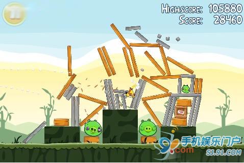 Symbian^3版本的《Angry Bird》游戏